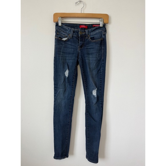 Guess Denim - Women's Guess Mid-Rise Curvy Skinny Distressed Jeans – Size 25 Great Condition